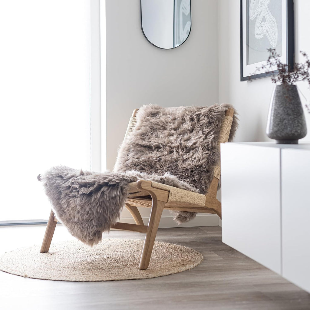 Sheepskin Fur Rug Long Hair 2x6 ft, Light Brown