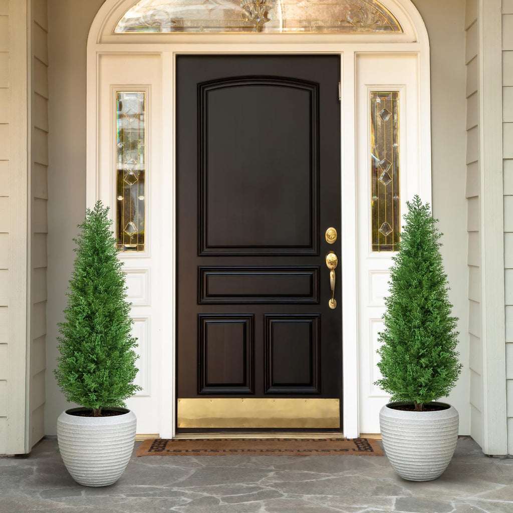 4FT Artificial Cedar Topiary Trees Realistic Fake Plants with Ground Spike