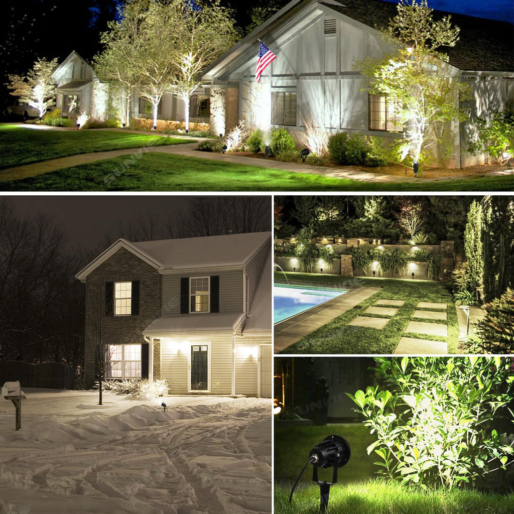 LED Outdoor Spotlight 12W Landscape Lighting 120V AC Waterproof Landscape Lights Spot Lights for Yard with Spiked