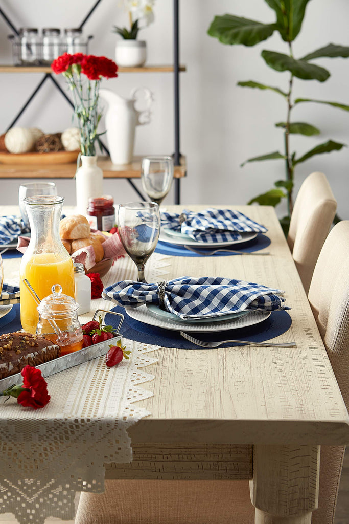 Vinyl Tabletop Collection, Round Placemat Set, 13.75", Nautical Blue, 6 Piece