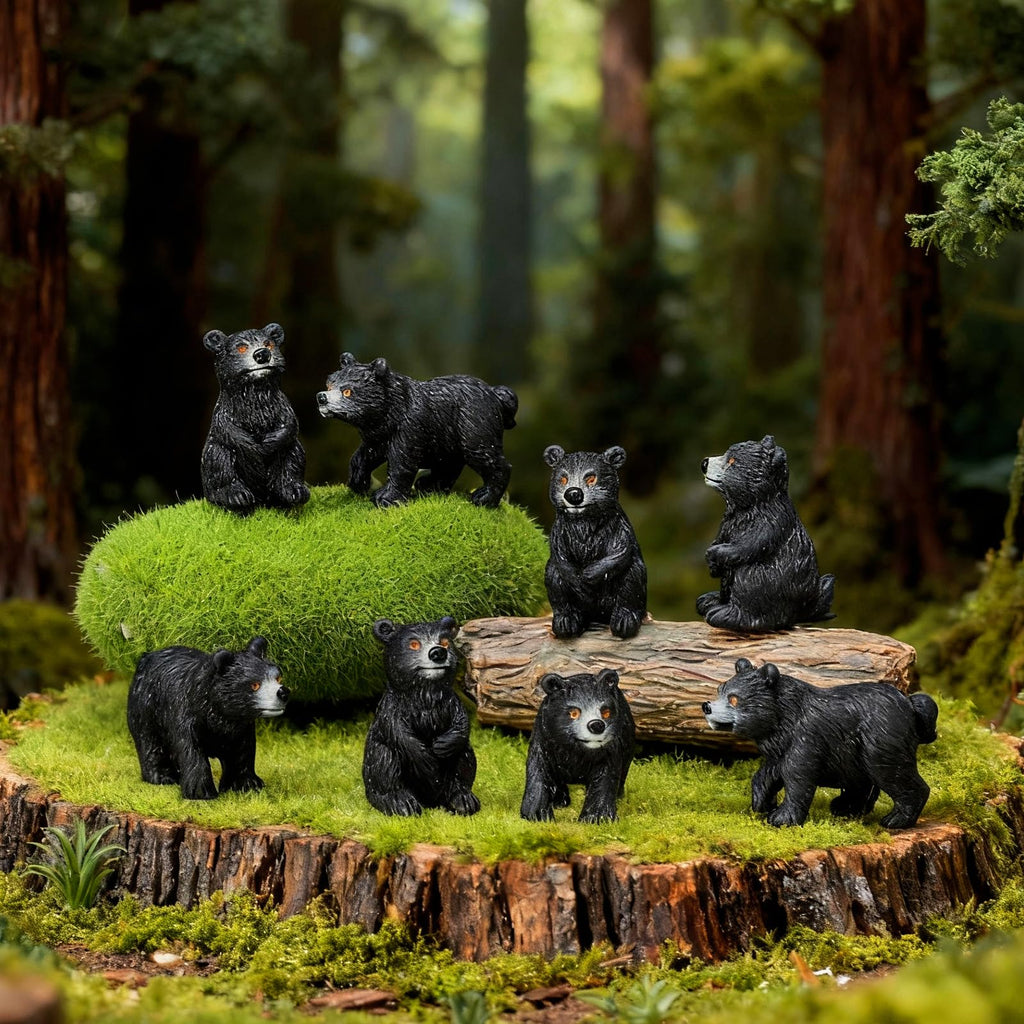 50 Pcs Mini Black Resin Bears, Tiny Wildlife Figurines for Crafts