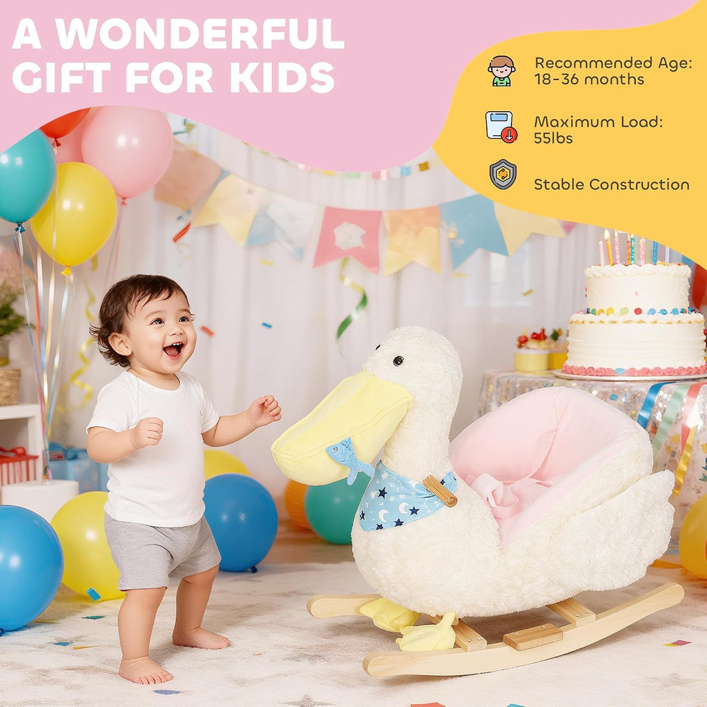 Pelican Kids Rocking Horse Realistic Duck Sound 18-36 Months White