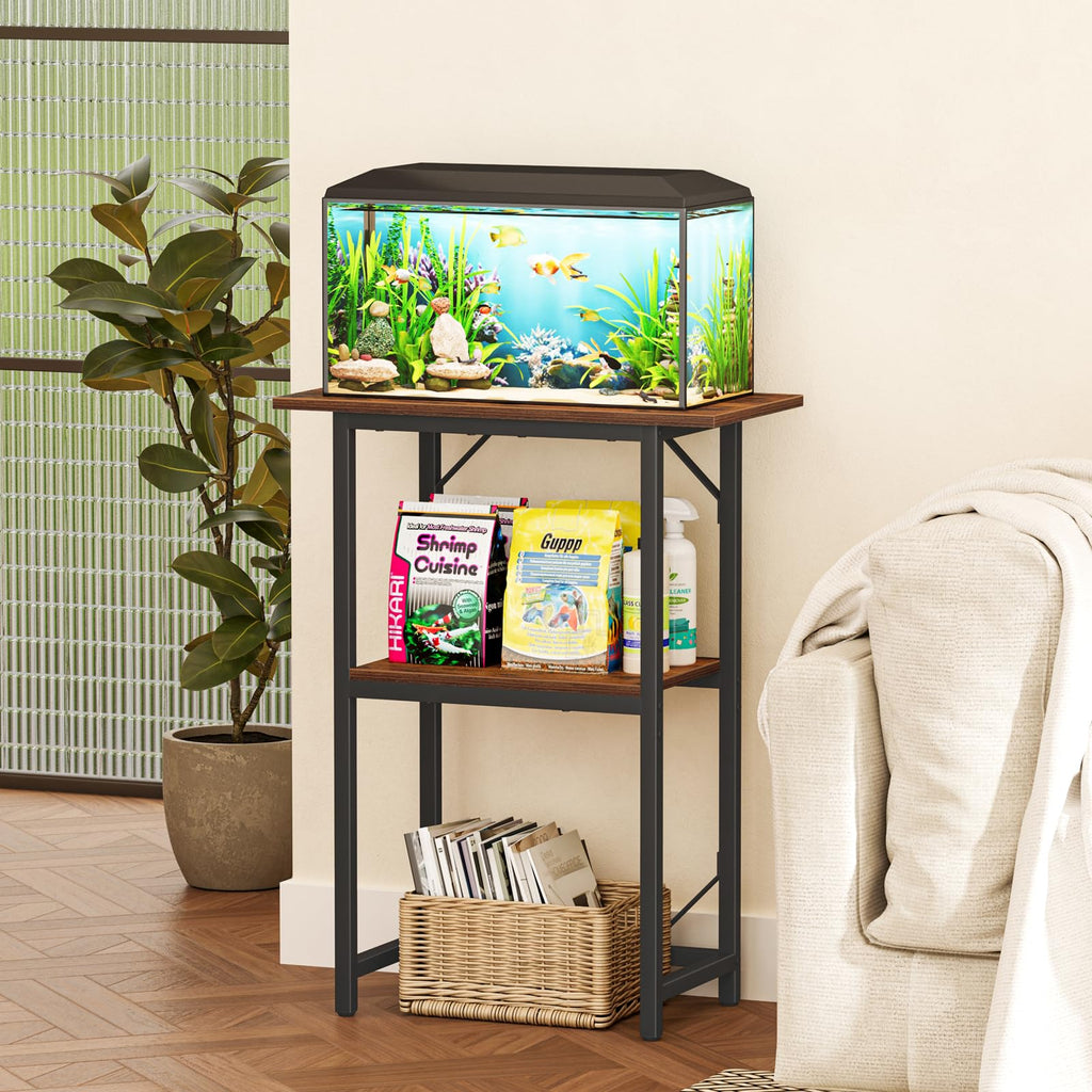 10-20 Gallon Fish Tank Stand, Aquarium Stand 2-Tier Storage Shelves, Heavy Duty Terrarium Stand Fish Tank Shelf, 24"