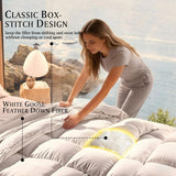 King White Goose Feather Down Fiber Comforter -100% Cotton Shell All Season Duvet Insert,Luxury Hote