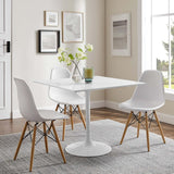 Lippa 36" Mid-Century Modern Dining Table with Square Top and Pedestal Base in White