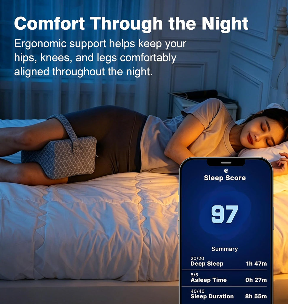 Knee Pillow for Side Sleepers, Leg Pillow for Sciatica, Back,HIPS,Knees,Joints Pain Relief,Pillows for Between Legs