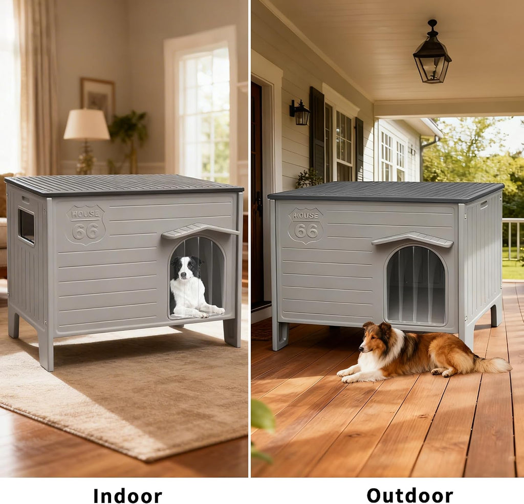 Dog House Outdoor Weatherpoof Plastic Large Dogs Houses Indoor