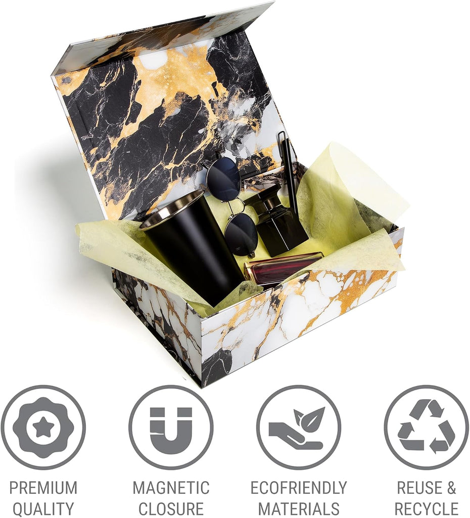 Luxury Keepsake Gift Box 3-Pack Marble Gold Decorative Boxes - Set of 3