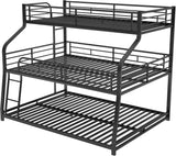 Heavy Duty Triple Bunk Bed for Multiple Kids,Twin XL Over Full XL Over Queen Triple Bunk Bed with Long and Short