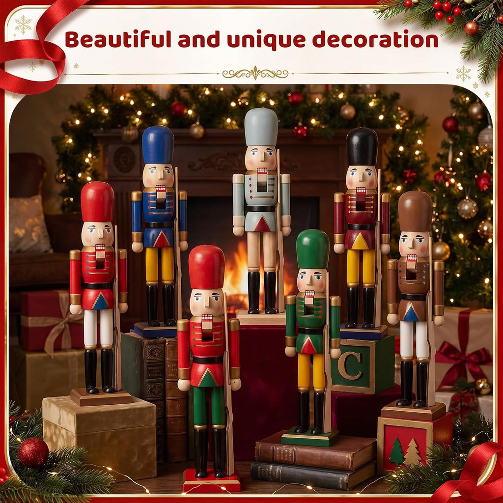 4 Sets Wooden Unfinished Soldier Nutcracker DIY Blank Figures