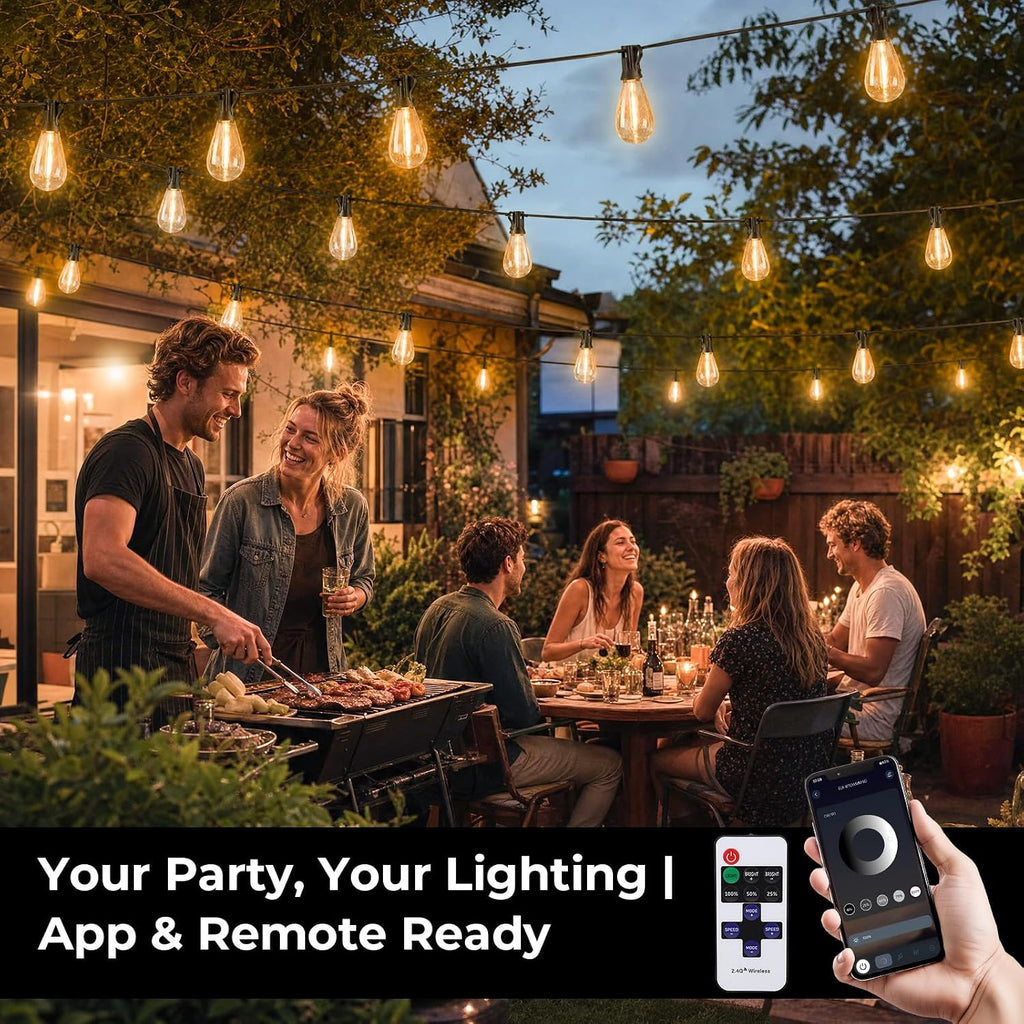 200FT String Lights Waterproof, LED Outdoor Lights with Remote APP Control