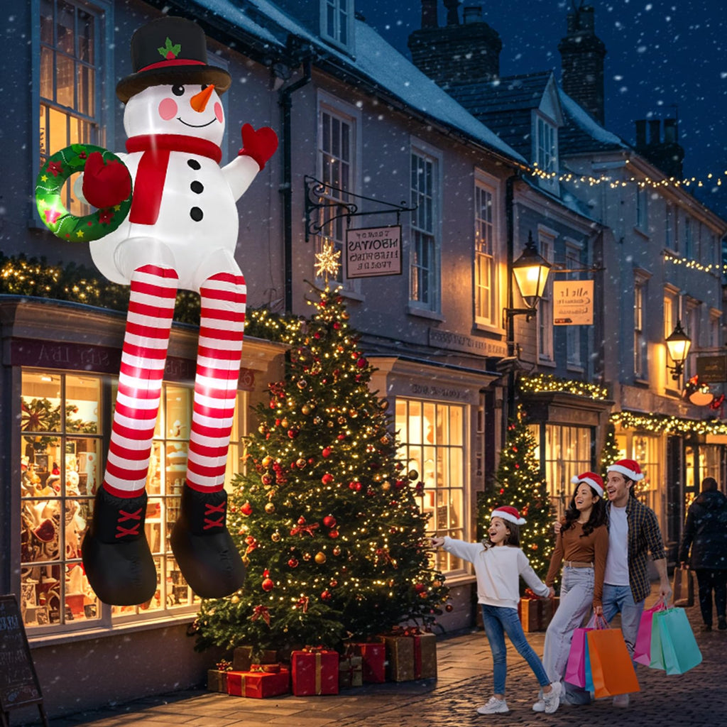 10FT Inflatable Snowman, Outdoor Christmas Decor with LED Lights for Yard