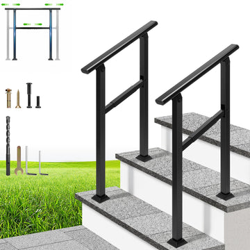 2 Step Adjustable Straight Oval Hand Rails for Outdoor Steps