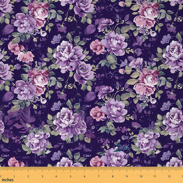 Retro Rose Floral Print Upholstery Fabric for Chairs 3 Yards Vintage Garden Flower Fabric By The Yard Botanical Herbs