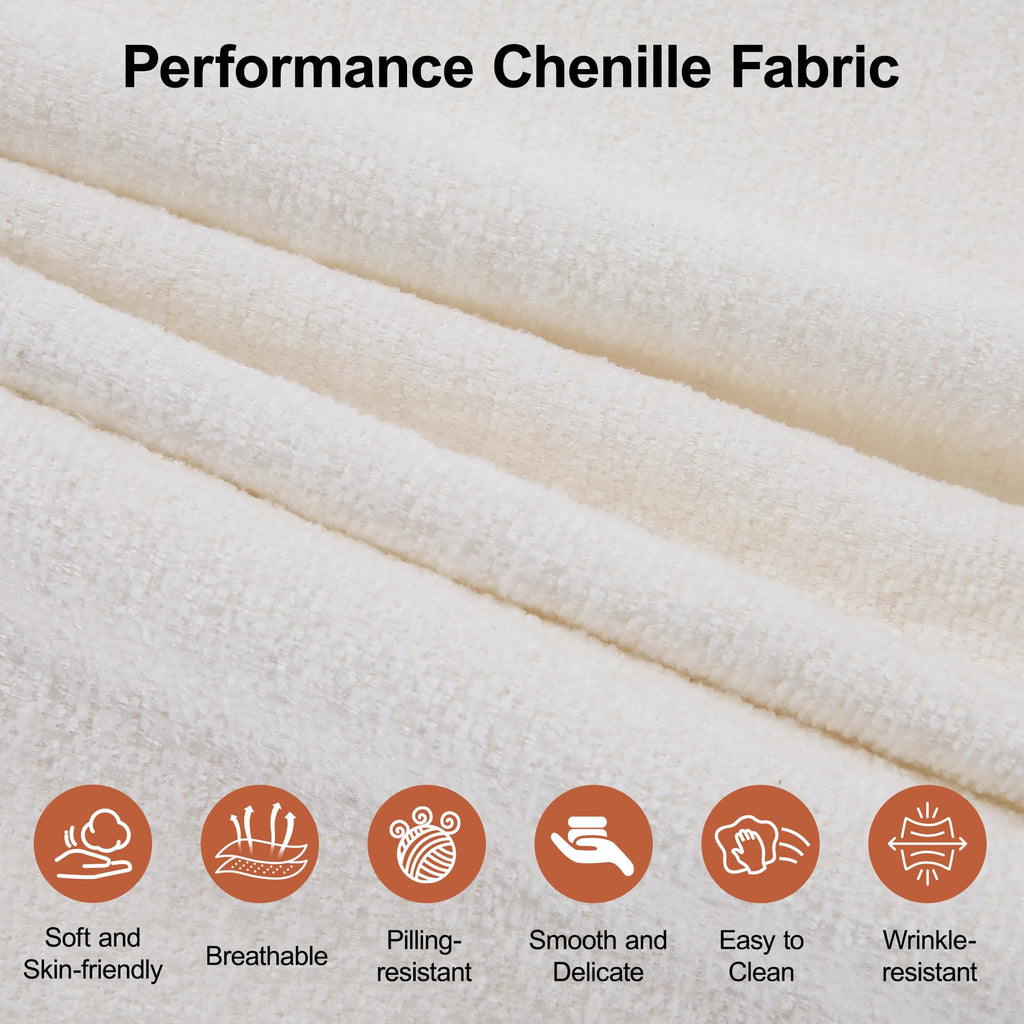 Modular Sectional Sofa, 72" L Shaped Comfy Chenille Couch, Ivory