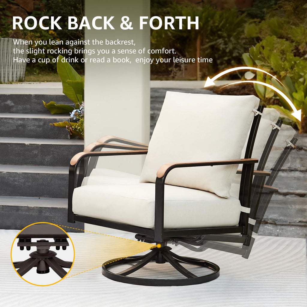 3 Piece Outdoor Bistro Set, Patio Swivel Rocking Chairs