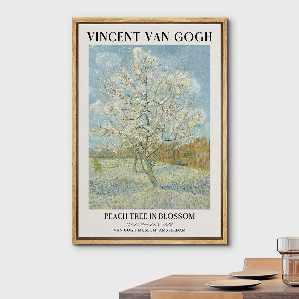Framed Canvas Print Wall Art Peach Tree in Blossom by Vincent Van Gogh Nature Wilderness Illustrations Fine Art