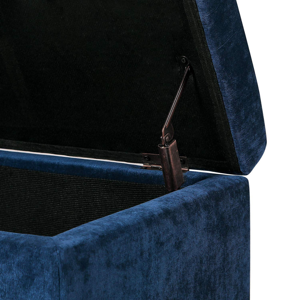 Fabric Lightweight Design Rectangular Tufted Lift Top Storage Bench Footstool with Solid Wood Legs and Nailhead Trim