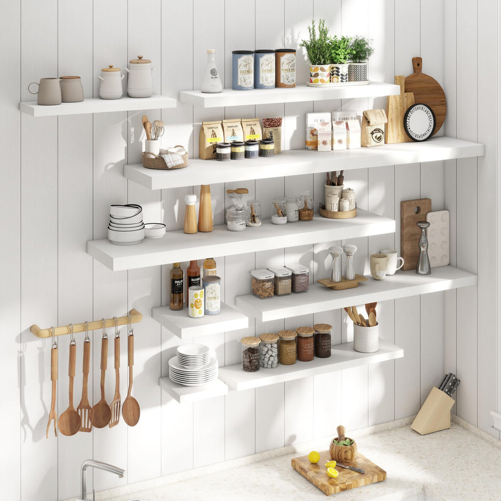 40 Inch Floating Shelves, 9"Deep Wall Shelf, 60 Lbs Capacity, White, 2pcs