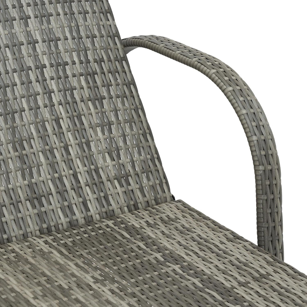 Wicker Outdoor Chaise Lounge Set of 2 Mixed Gray and Gray | 5-Level Adjustable Backrest, PE Rattan, Pool Lounge