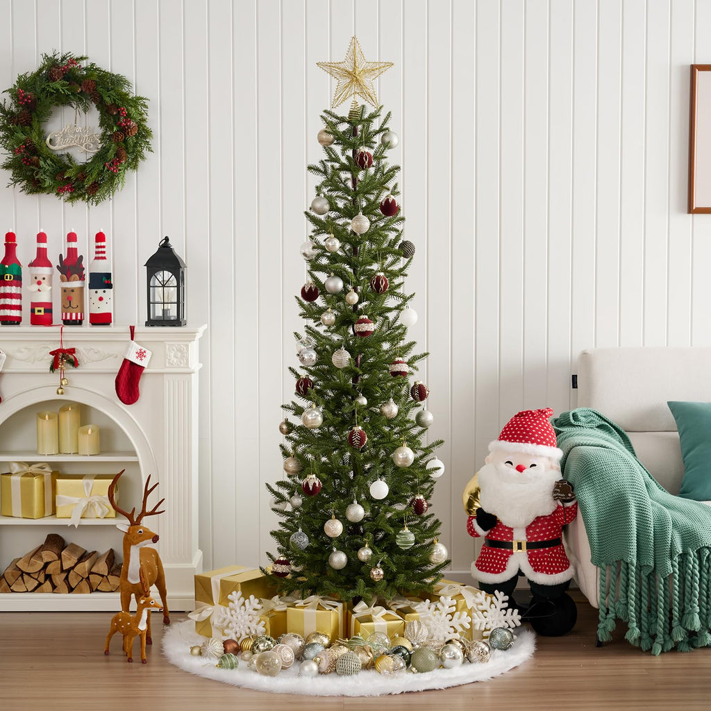 Pencil Slim Christmas Tree 6ft Artificial Xmas Tree, No Lights