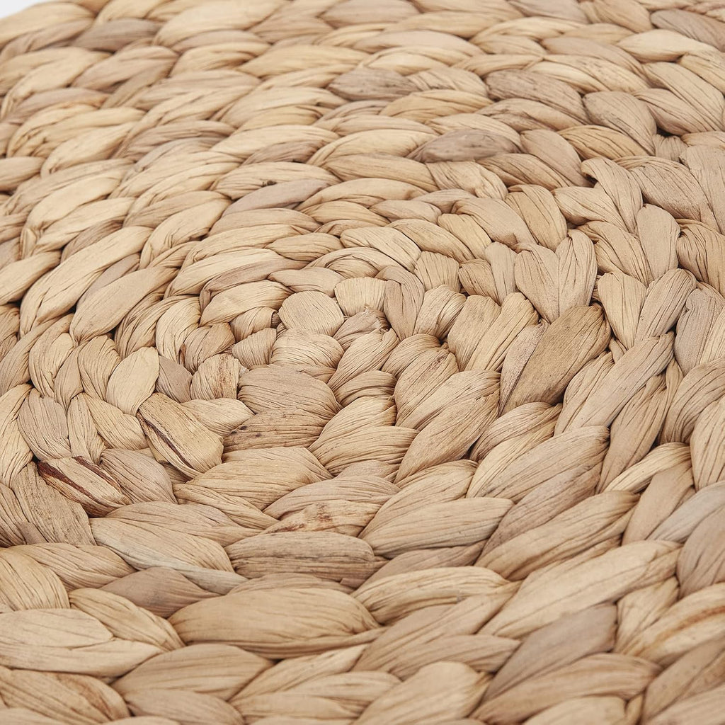 11.8" Woven Placemats, Natural Hand-Woven Water Hyacinth Placemats, Round Braided Rattan Tablemats for Dining - Set of 6