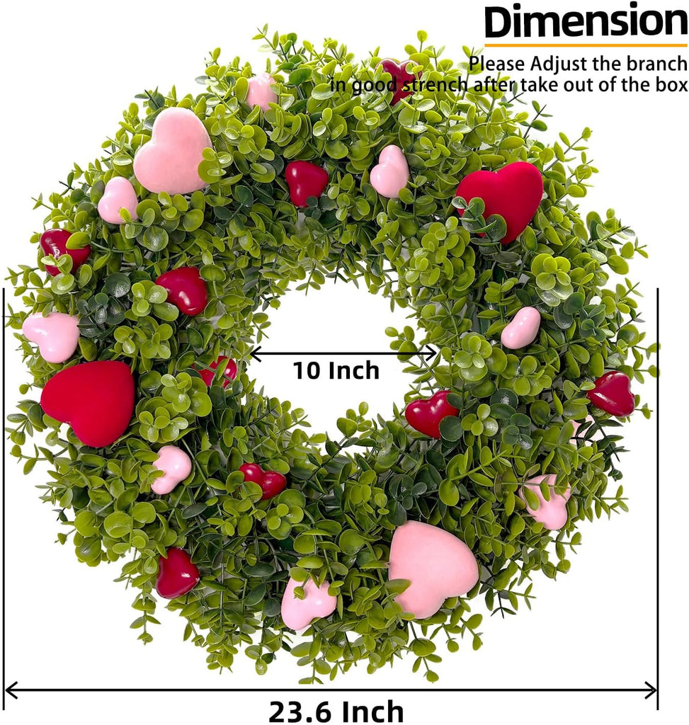 18 Inch Boxwood Valentines Day Heart Wreaths for Front Door