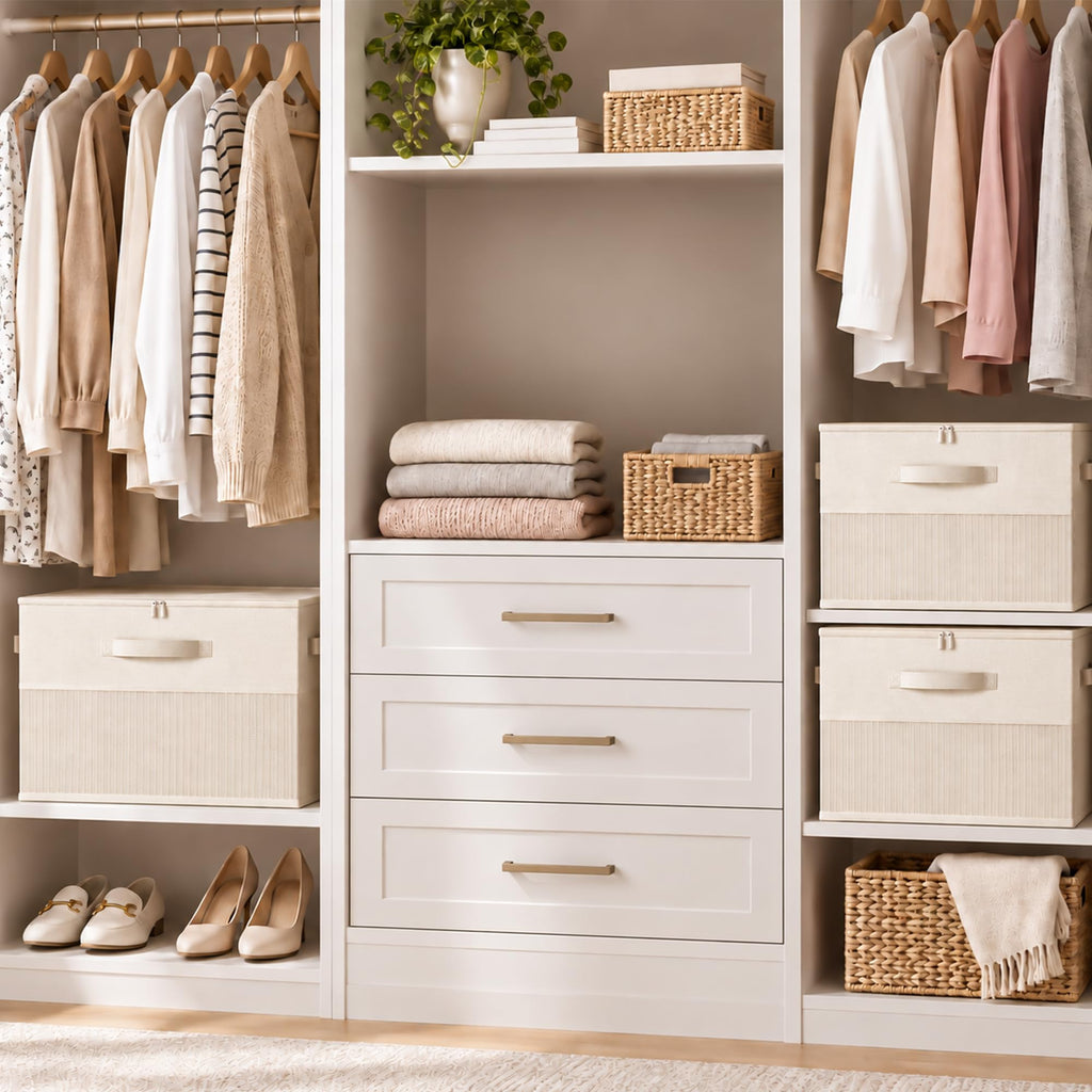 Shoe Organizer for Closet, Foldable Shoe Storage with Adjustable Dividers