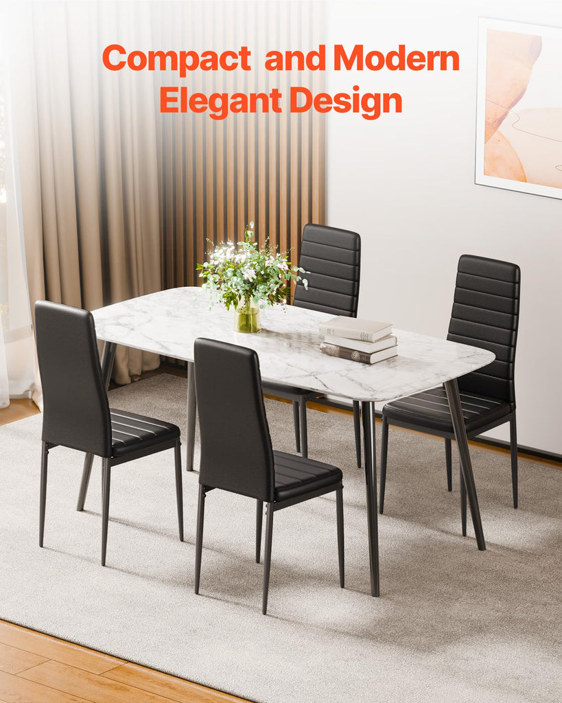 Modern Dining Room Accent Chairs Set of 6, Upholstered Leather Side Chair, Space-Saving Kitchen Chair with Thick
