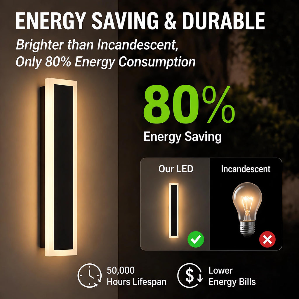 Modern Outdoor Wall Light 2pack 39in, 4.72in Width, Dimmable LED