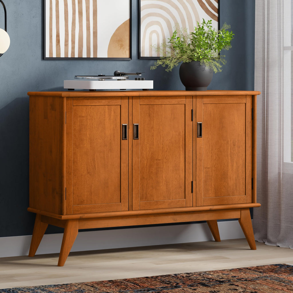 Draper 50" Wide Solid Wood 3-Door Buffet in Teak Brown