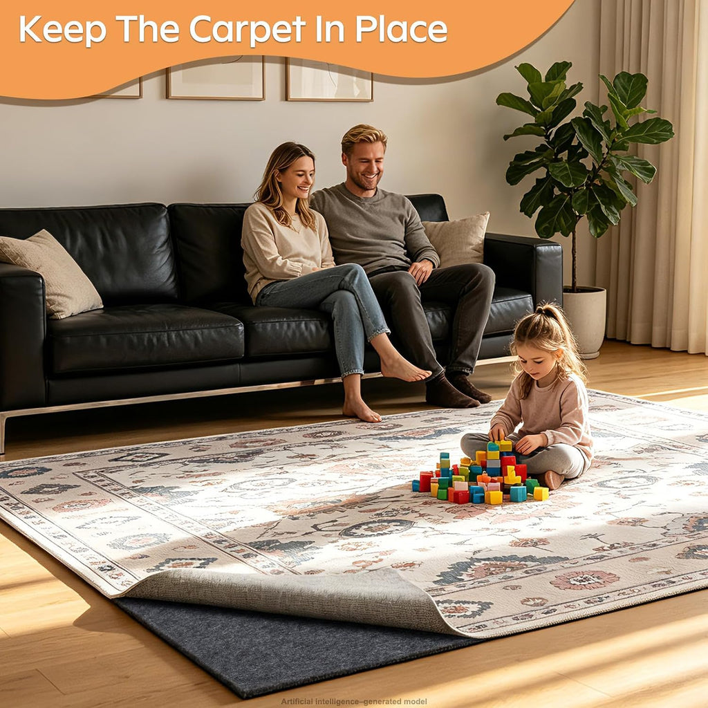 Felt Rug Pad - 1/8 8x10 Thick Foot Extra Large Area Liner for All Floors and Trims, Thick Pad for Hardwood Floors