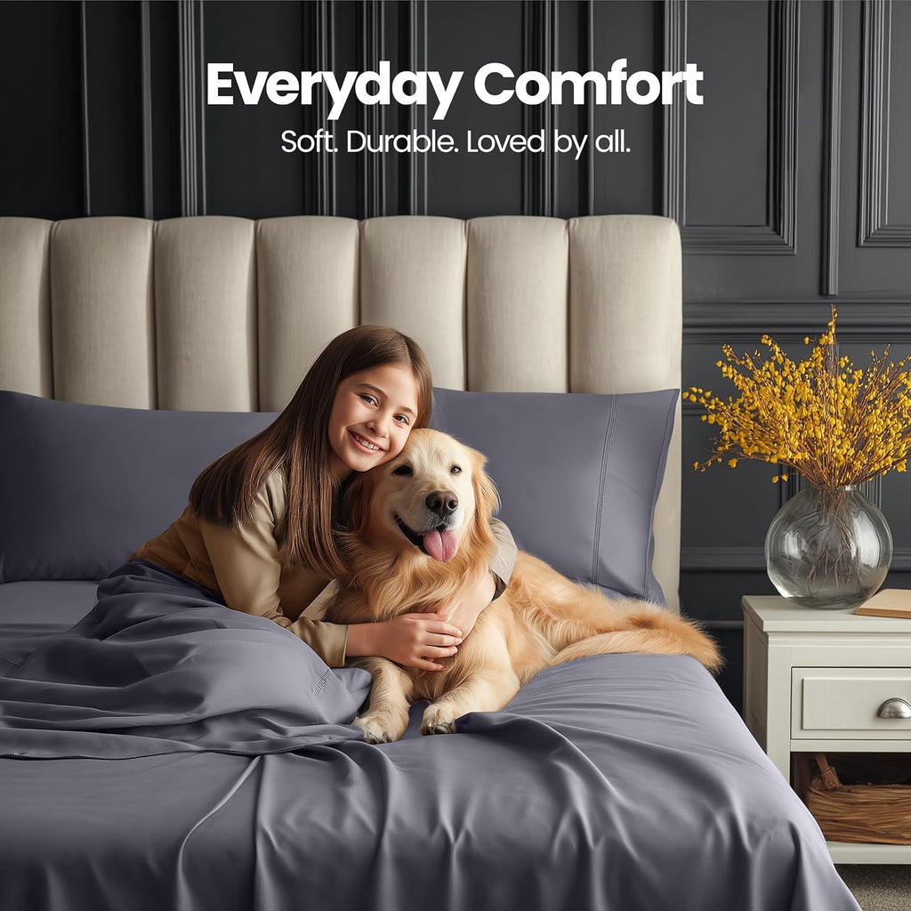 Queen Extra Deep Pocket Sheet Set - Fits Mattresses Up to 21 inches - Cooling, Soft & Breathable - Oeko-Tex 4 Piece