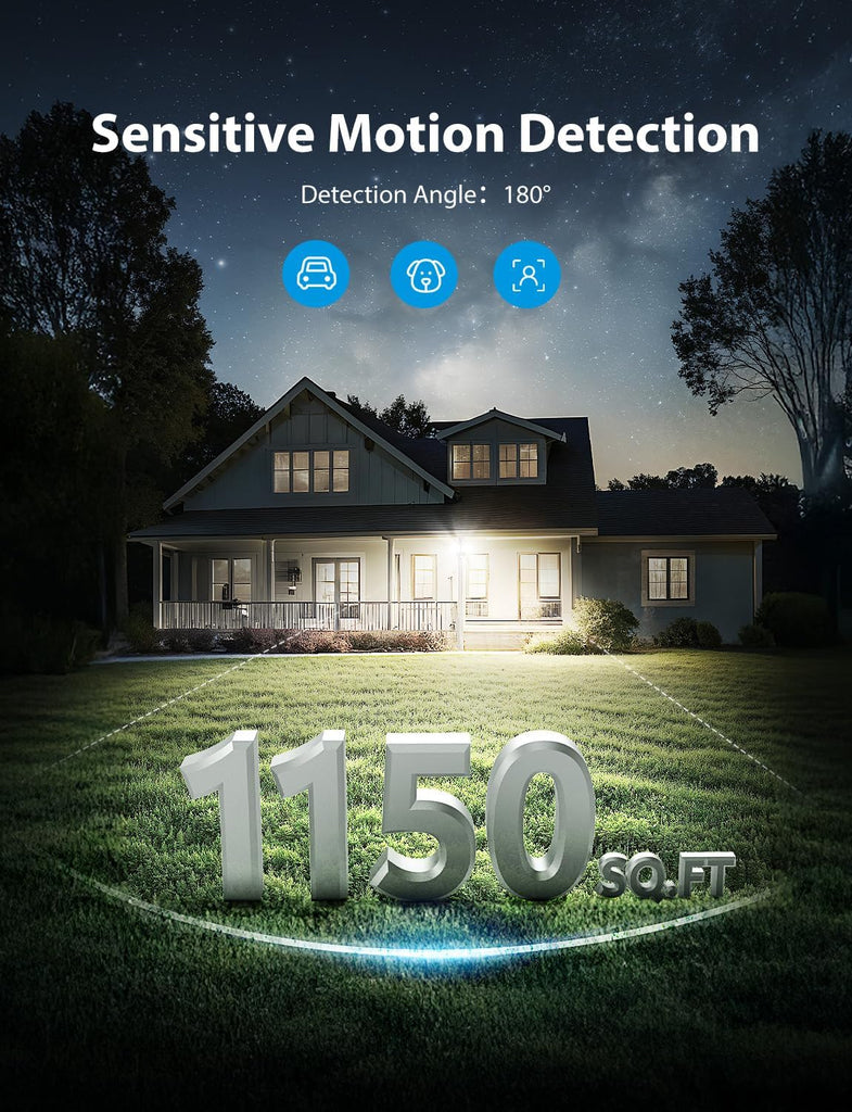 32W 2 Head Motion Sensor Outdoor Lights, 3200LM 6500K Hardwired LED Security Light, Dusk to Dawn, Motion Detector