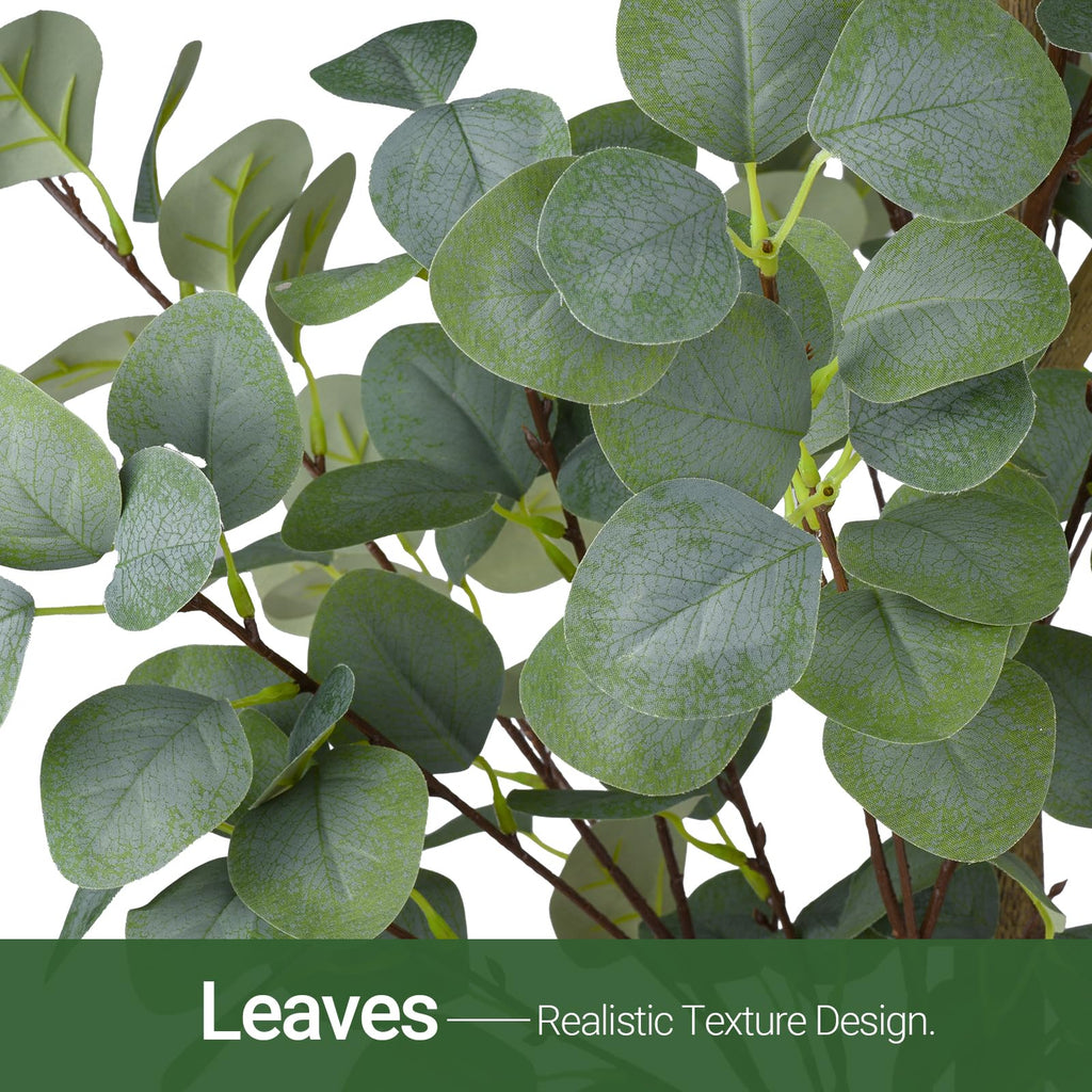 6FT Faux Eucalyptus Tree Indoor - Tall Artificial Eucalyptus Tree with Natural Trunk and Realistic Leaves, Indoor Fake