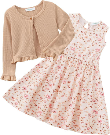 Floral Dress with Cardigan 2 Piece Fall Outfits