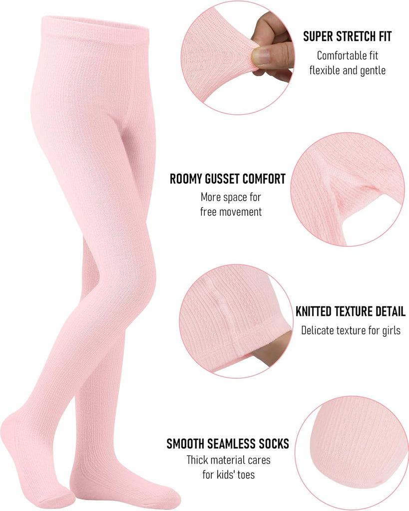 Girls Cable Knit Cotton Tights Soft Seamless leggings For Kids