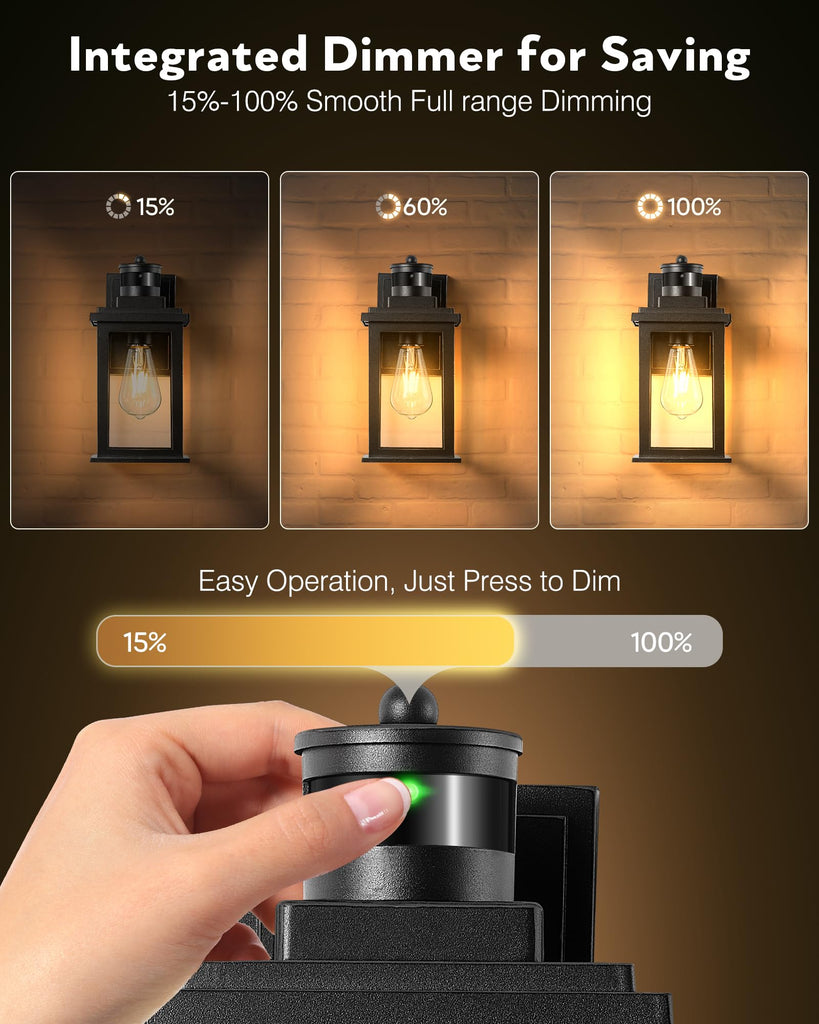 Motion Sensor Outdoor Light, 2 Packs Exterior Lights, Black Waterproof Dusk to Dawn Outside Porch Lights Lantern for