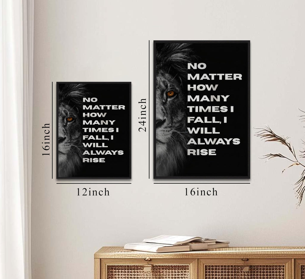 Floating Framed Black and White Lion Motivational Quote Canvas Wall Art
