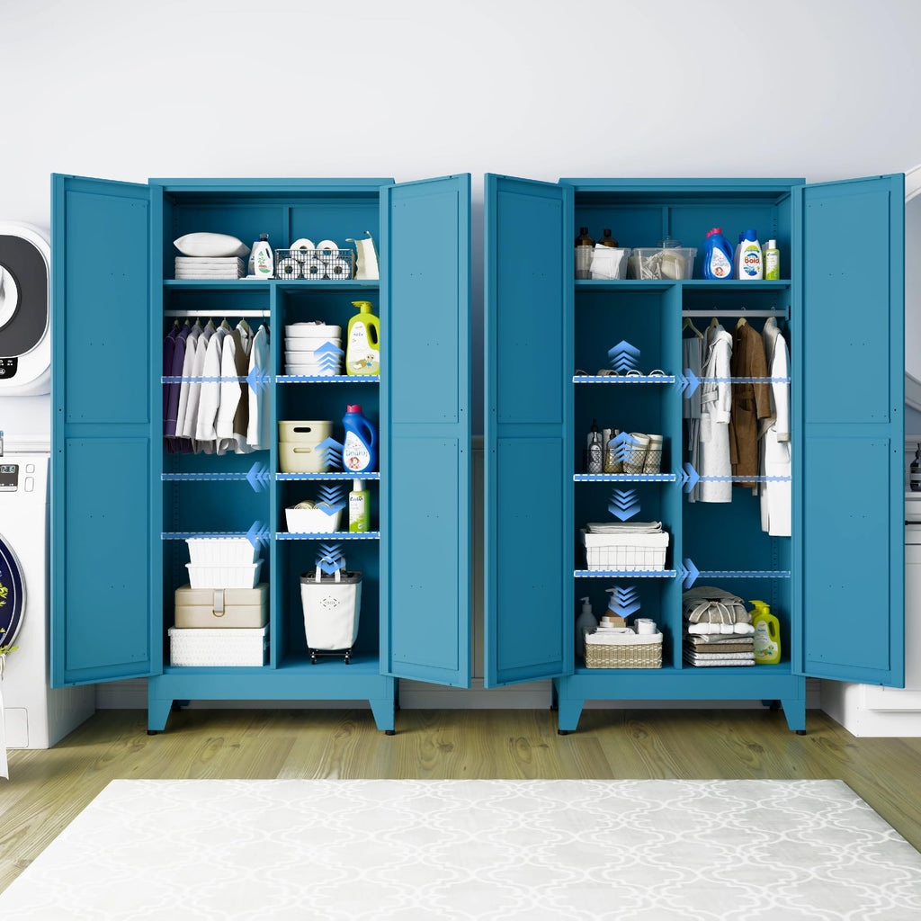 Wardrobe Closet with Doors, Armoire Wardrobe Closet with 4 Shelves