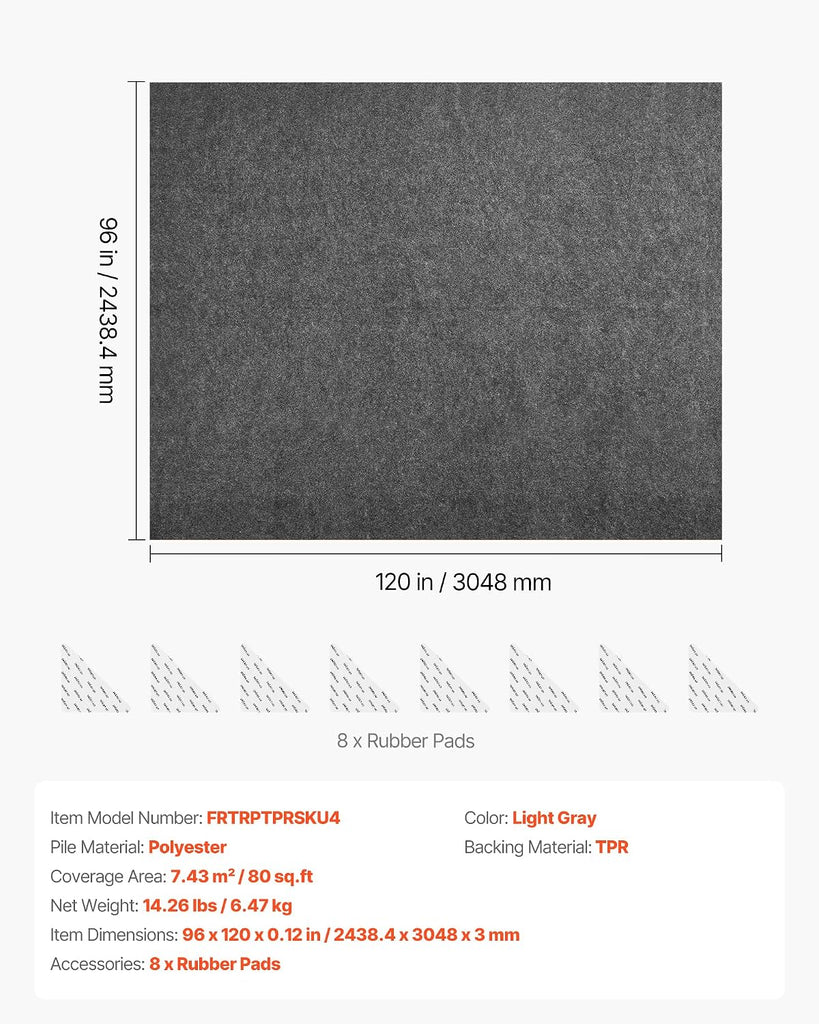 Rug Pad 8 x 10 ft, Non-Slip Carpet Area Pad 0.12in Rug Mat Padding with Dual Surface Felt Cushion & Rubber Gripper