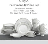 Parchment 40-Piece Dinnerware Set, Service for 8, Durable Porcelain Plates, Bowls, and Mugs with Contemporary Design