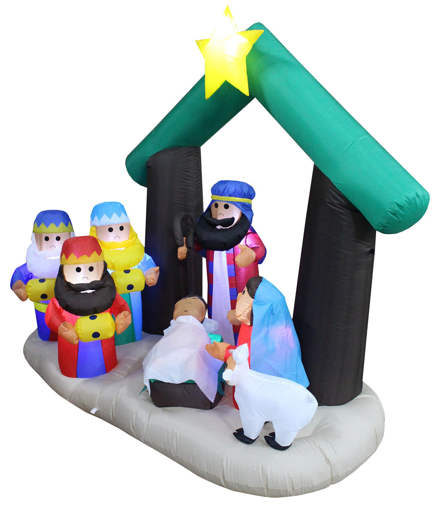 6 FT Christmas Inflatable Nativity Scene with Three Kings, Sheep & Cattle