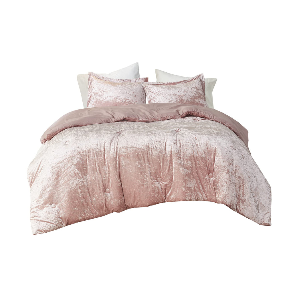Reversible Velvet Blush Full/Queen Comforter Set, 3pc