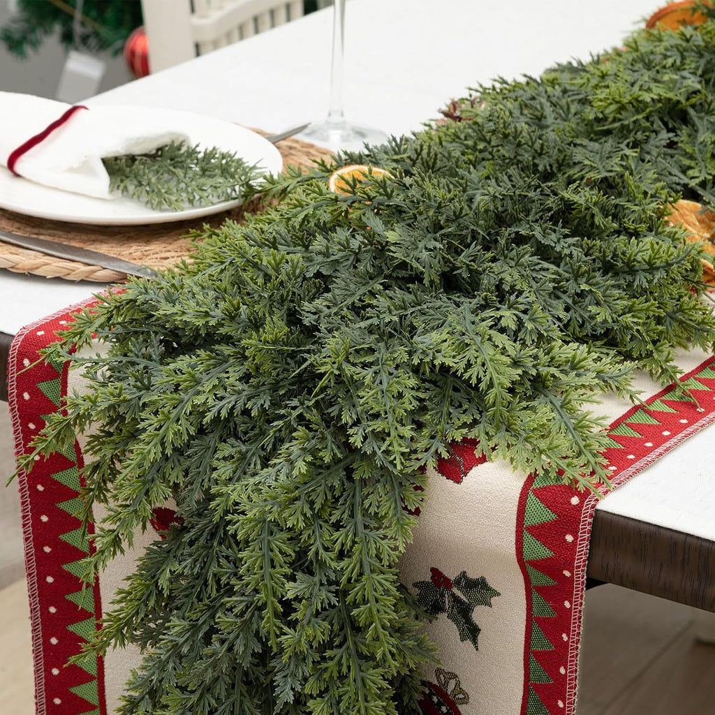 Deluxe 9 FT Artificial Christmas Cedar Garland 240 Large Leaves