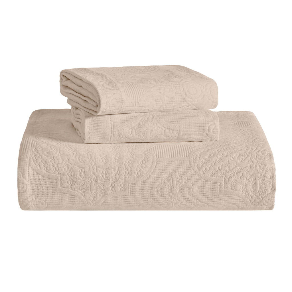 Cotton 2-Piece Bedspread Set, Oversized Bedspread, 1 Pillow Sham, Medium Weight Blanket, Home Bed Decor, Warm