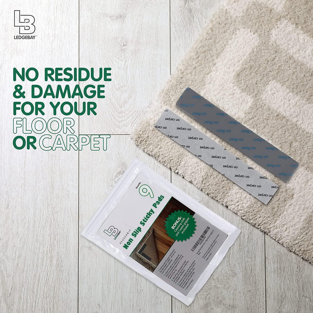 Rug Gripper for Hardwood Floors, Reusable Rug Tape, 9 Pack - Set of 9
