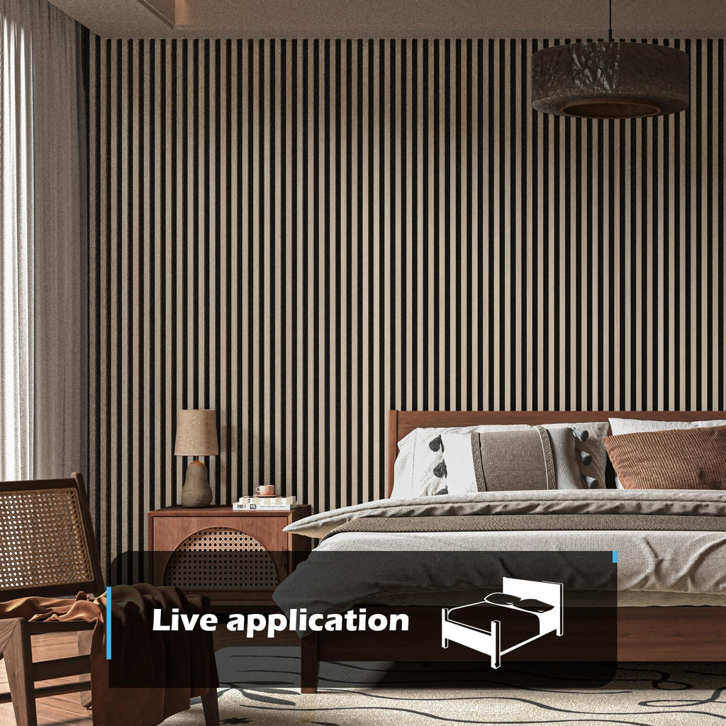 108 x 12 in 3D Fluted Soundproof Wood Slat Wall Panel, 4-Pack, Oak