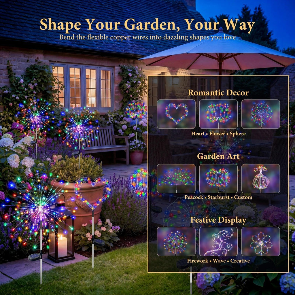 Solar Garden Lights Outdoor 8Pack,Multicolor Solar Firework Lights