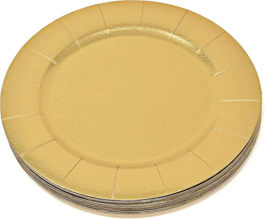Gold Charger Plates 24 Pack 13 Inch Disposable Round Paper Chargers - Set of 24